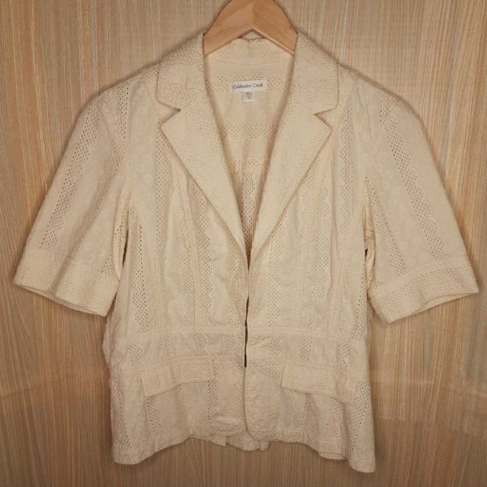 Coldwater Creek short sleeve eyelet Blazer. 14